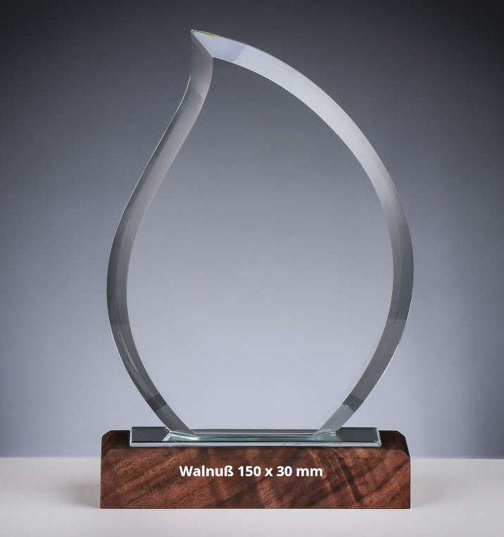 Glasaward auf Holzsockel