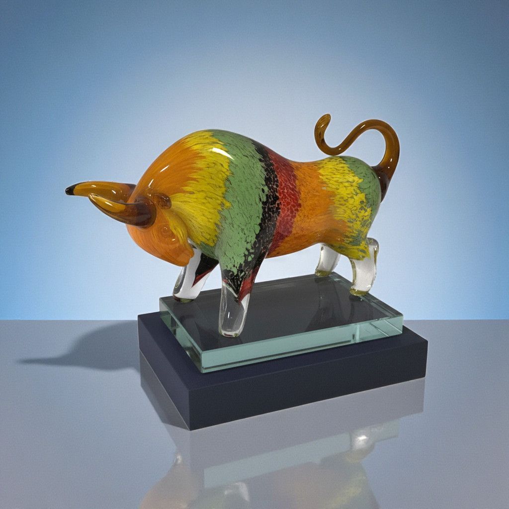 Rainbow Bull Award – Art Edition: Exklusiver Glasstier-Kunstpreis in kräftigen Farben für Designpreise, Kultur-Awards und kreative Visionäre. Handgefertigt & einzigartig.
