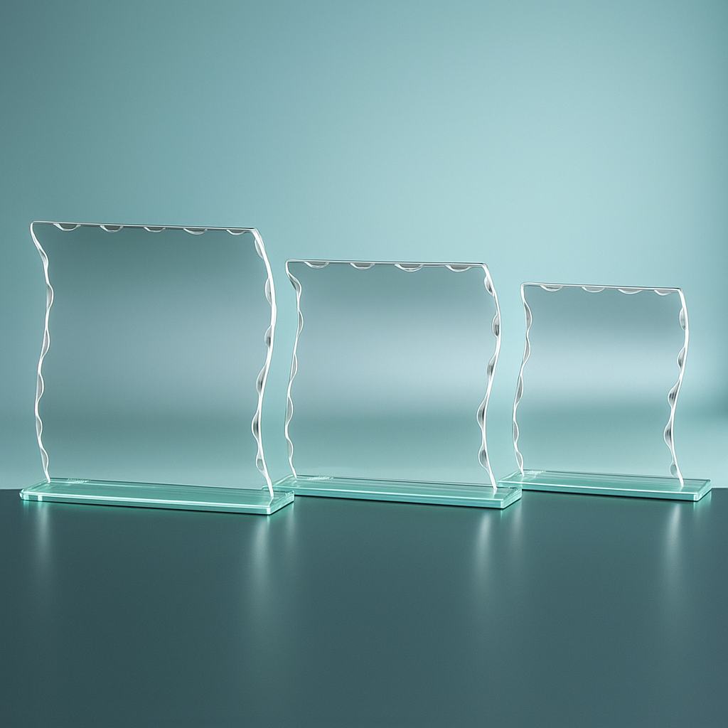 Glastrophäe mit Wellenschliff