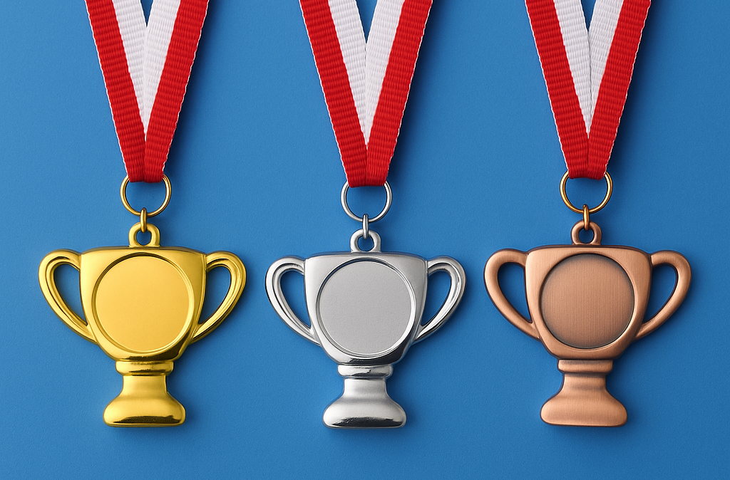 goldene Skifahrermedaille Schneeflocke