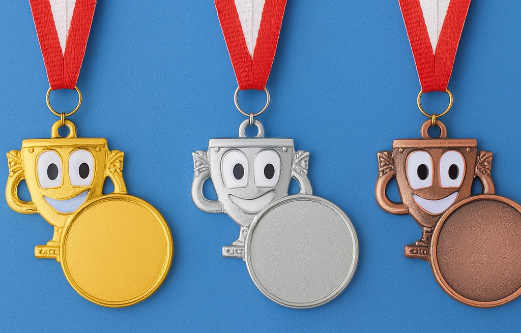 goldene Skifahrermedaille Schneeflocke