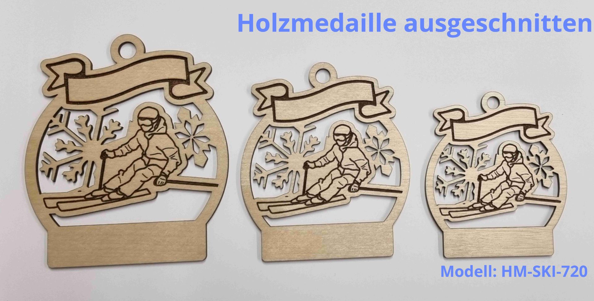 Skifahrermedaille aus Holz