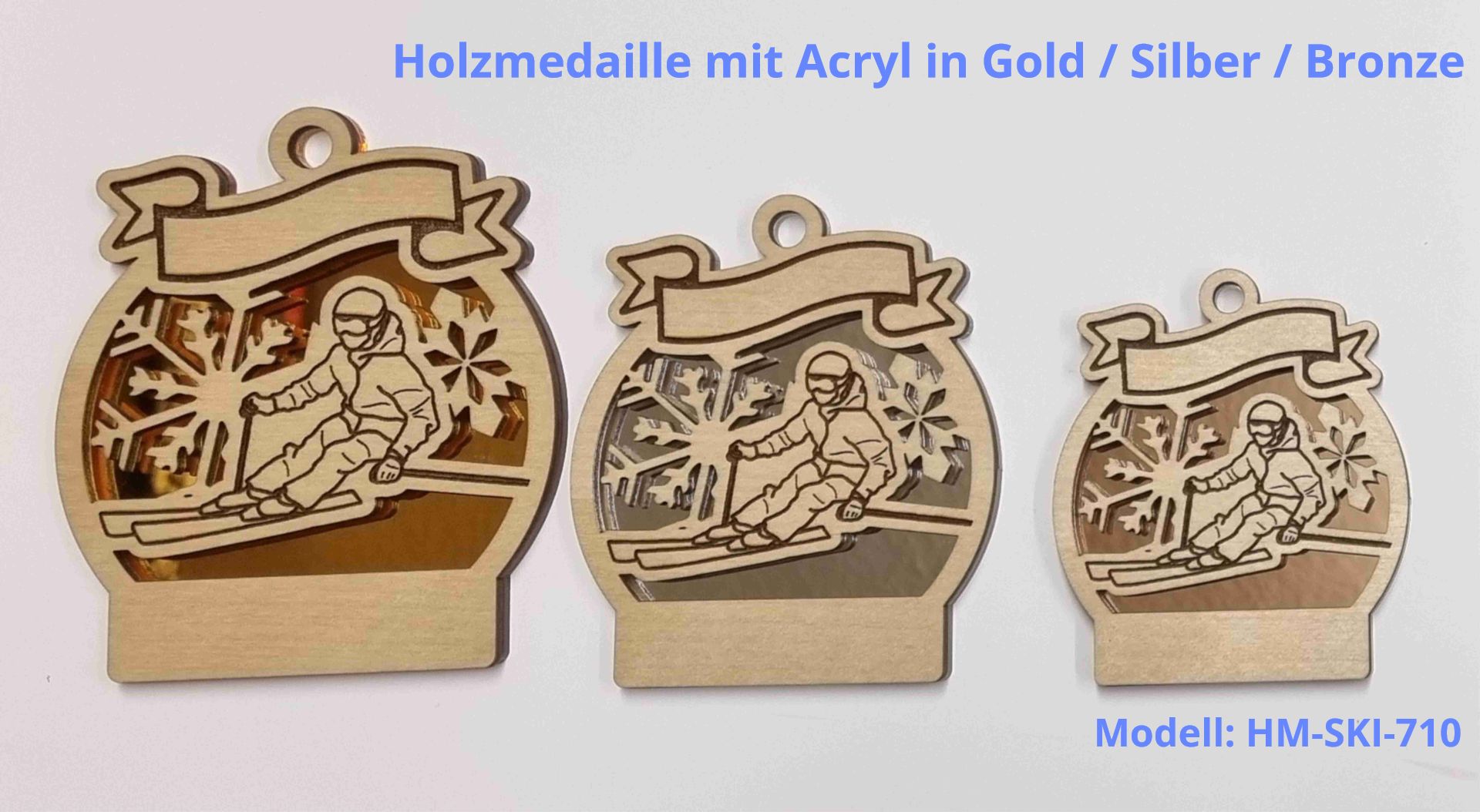 Skifahrermedaille aus Holz