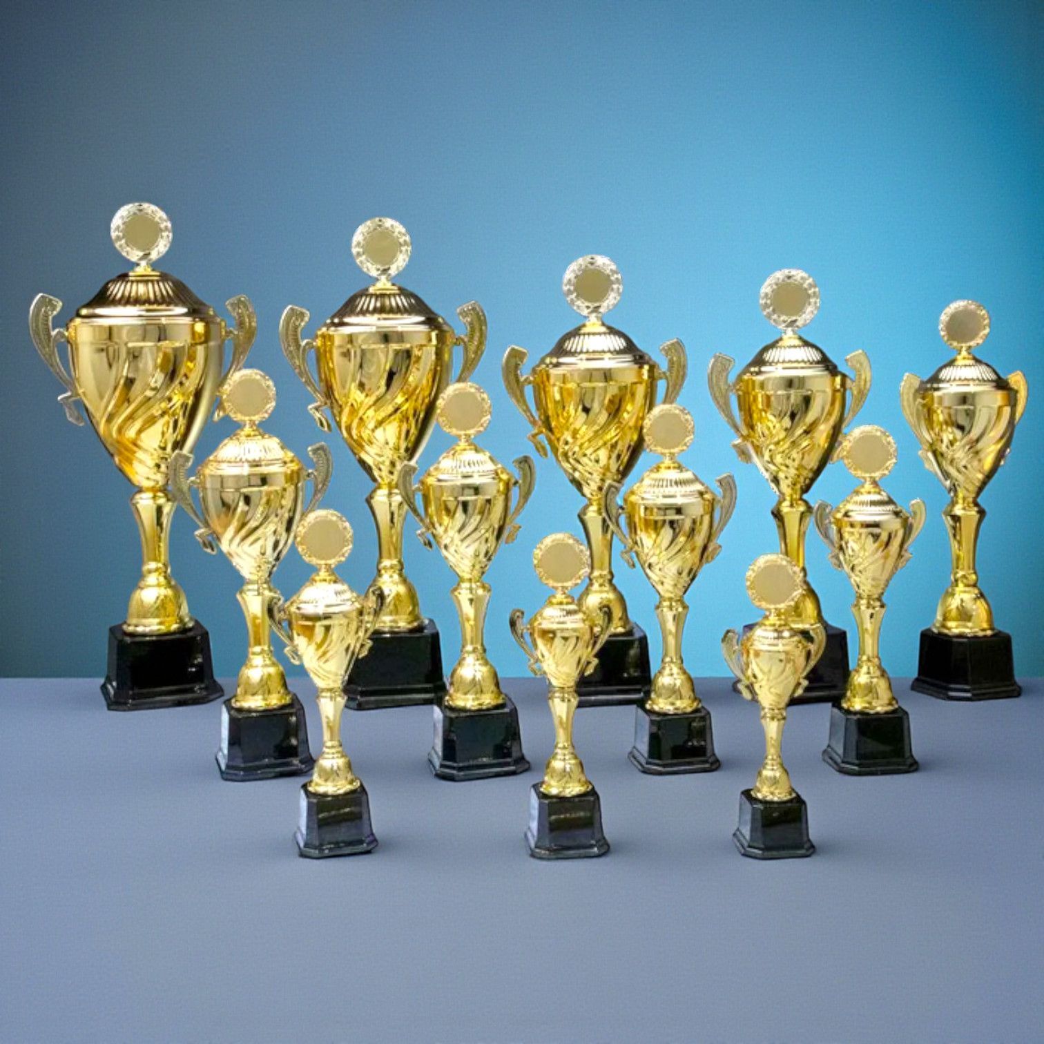 Pokal mit Henkel, Deckel & Emblemträger