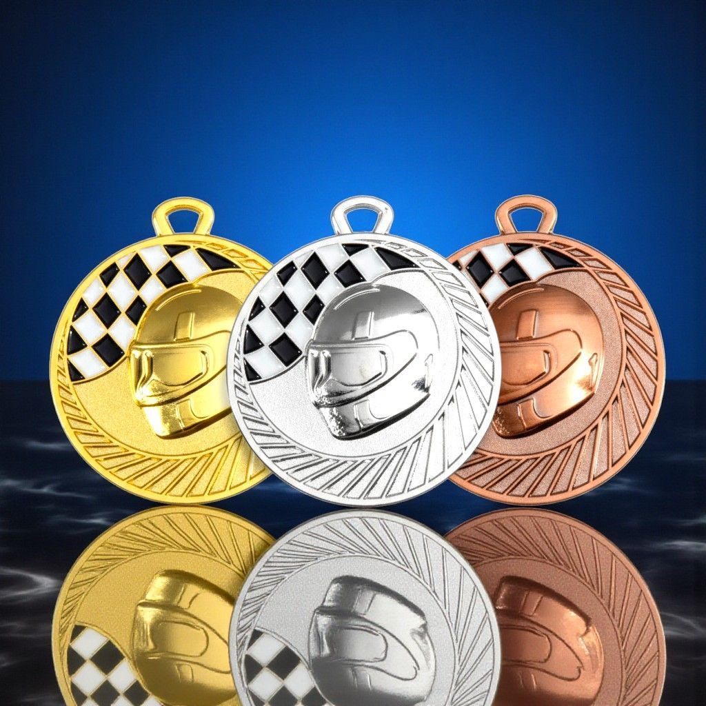 Motorsportmedaillen gold silber bronze