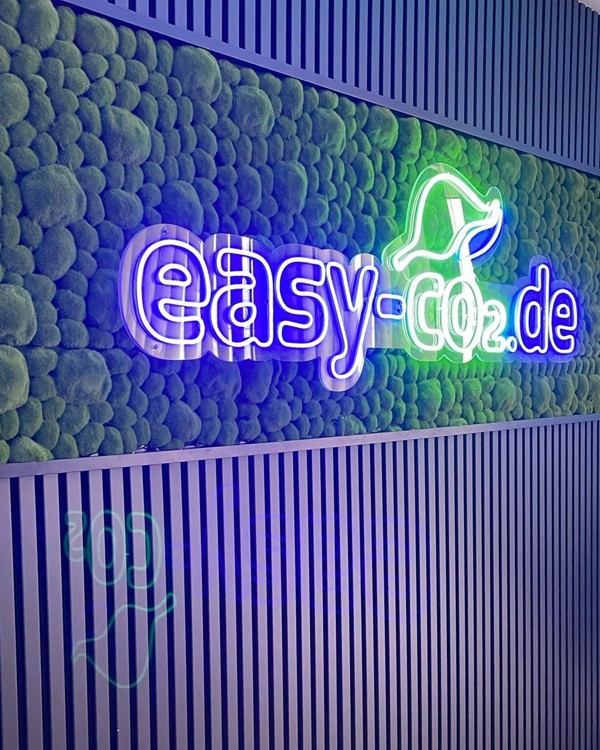 Led Neon auf Mooswand im Office Büro
