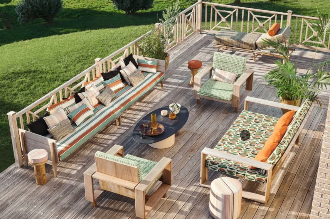 coussin extérieur sur mesure avec les tissus Casamance. Tissu extérieur à couleur incroyable