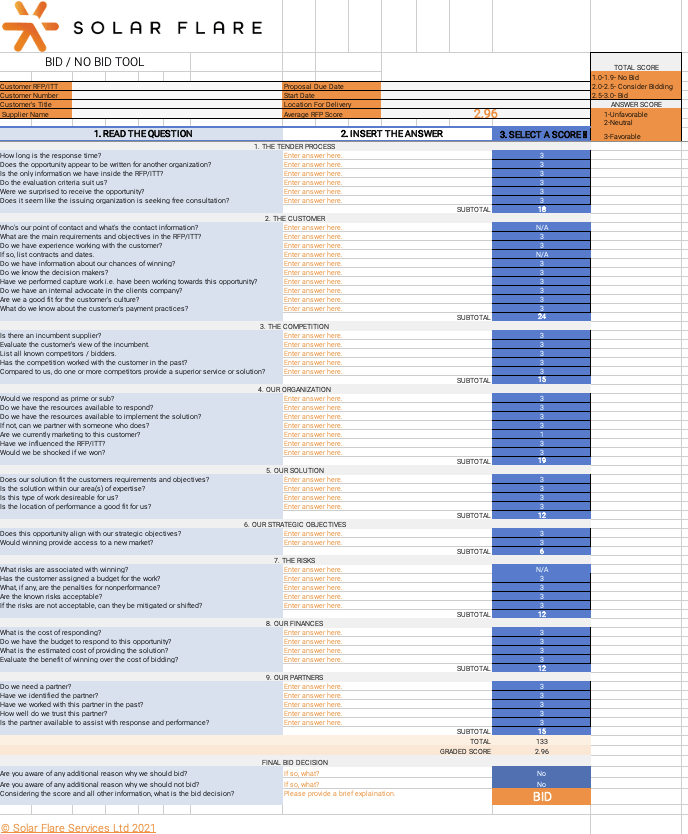 Click to download Bid No-Bid Tool