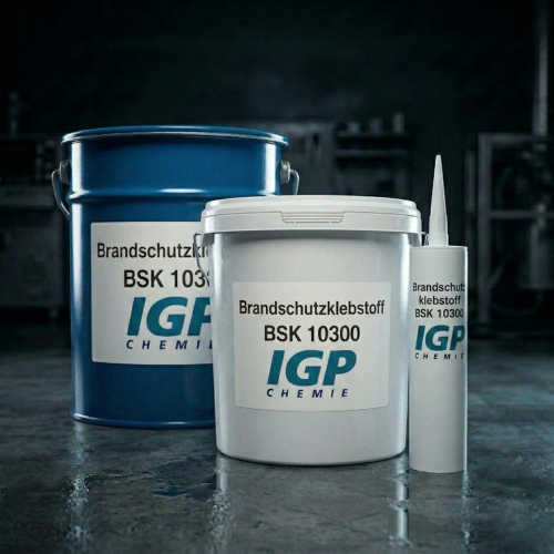 Unser Bestseller Brandschutzklebstoff BSK 10300 in verschiedenen Gebinden. Widersteht bis 1100 ° Grad