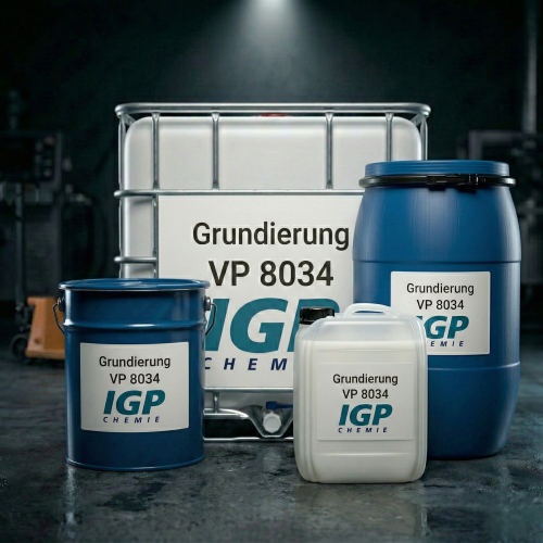 Unsere Grundierung VP 8034 in verschiedenen Gebinden. Die IGP Chemie machts möglich.