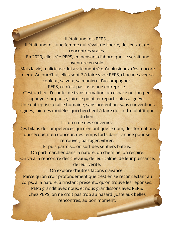 un parchemin qui raconte l'histoire de PEPS