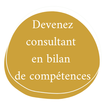C'est une bulle dans laquelle il est écrit le titre devenez consultant en bilan de compétences