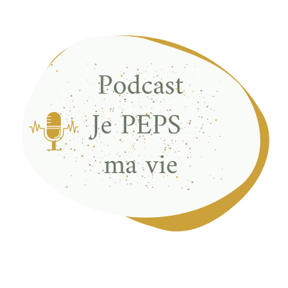 C'est une bulle dans laquelle il est écrit le titre de mon podcast je peps ma vie