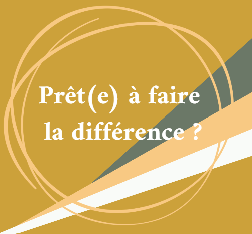 un carré couleur jaune orangé dans lequel est écrit : prêt à faire la différence ? un visuel dynamique pour inspirer les gens