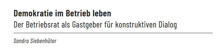 Demokratie im Betrieb leben
