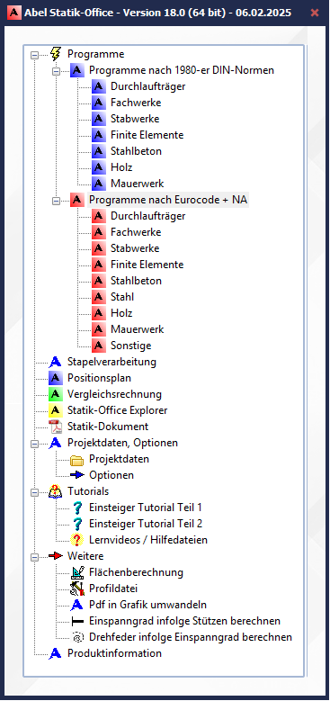 Abel Statik Office Menu