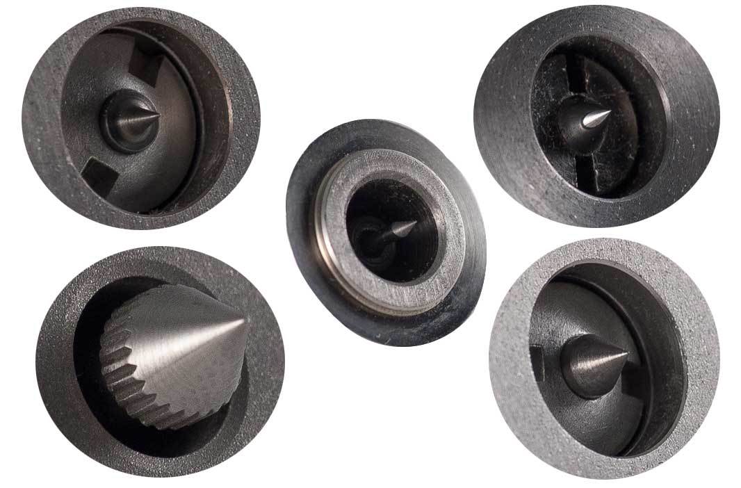 Abb.11a Detail-Aufnahmen von verschiedenen Tiefenmikrometerspitzen Abb.11a Fotos verschiedener Tiefenmikrometerspitzen in Hochauflösung