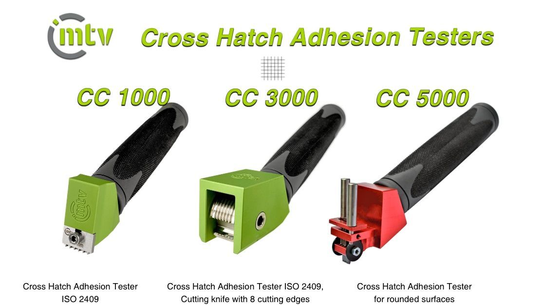 Buy mtv messtechnik Cross Hatch Adhesion Testers here! mtv messtechnik Cross Hatch Adhesion Testers CC 1000, CC 3000, CC 5000.
Cross Hatch Adhesion Tester
ISO 2409. Cross Hatch Adhesion Tester for rounded surfaces.