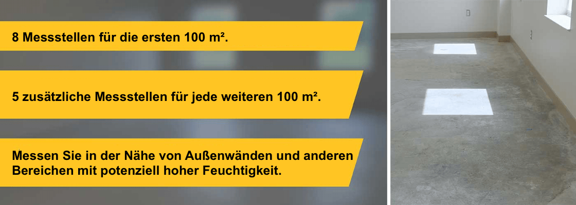 PosiTest CMM Vorbereitung auf Prüfung nach ASTM-F2659 PosiTest CMM Vorbereitung auf Prüfung nach ASTM-F2659. 8 Messstellen, 5 zusätzlich je weitere 100 m².