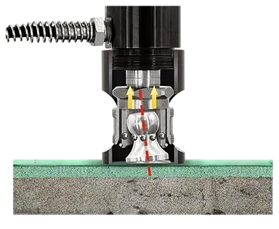 Querschnittsansicht Aktuator Querschnittsansicht vom Aktuator des PosiTest AT Haftfestigkeitsprüfers.