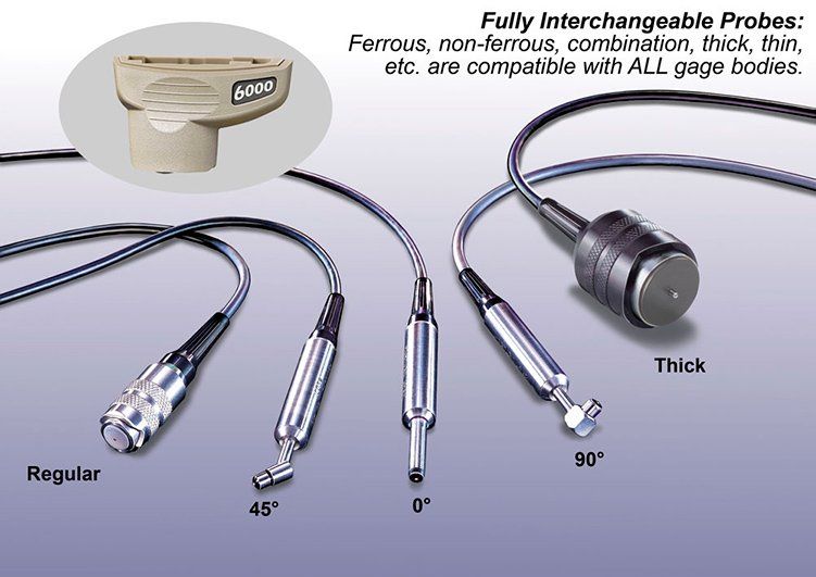 Fully interchangeable probes - ferrous, non-ferrous, combination, thick, thin probes are compatible with all PosiTector gage bodies