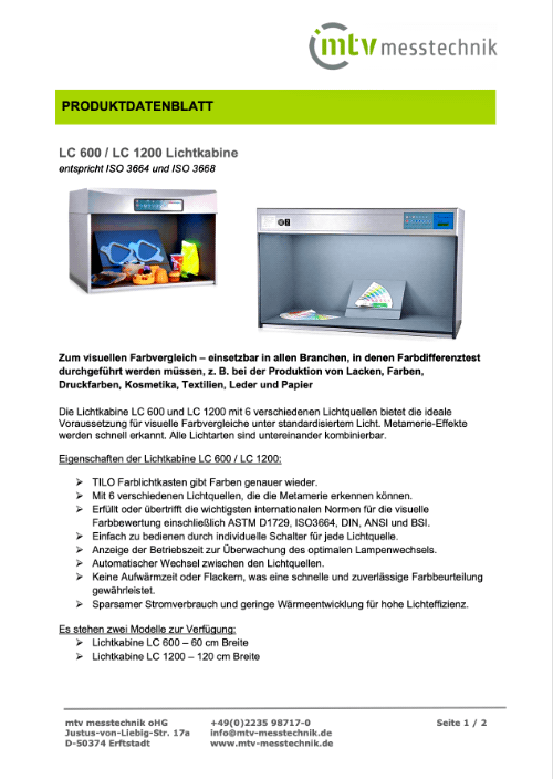 Lichtkabine zur normgerechten Farbabmusterung und visuellem Farbvergleich nach ISO 3664 und ISO 3668, ideal für Lack-, Farb-, Textil- und Kosmetikindustrie.