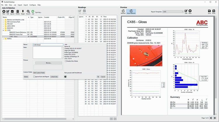 PosiSoft Desktop Glanz-Messwerte PosiSoft Desktop Glanz-Messwerte bearbeiten