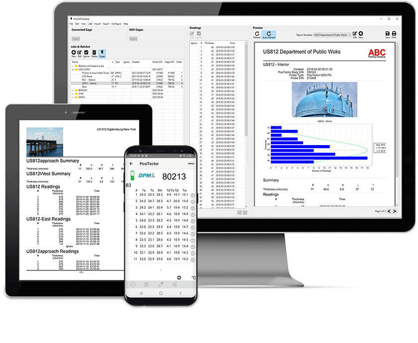 PosiSoft Desktop Software for Windows and MacOS. PosiTector App for iOS and Android