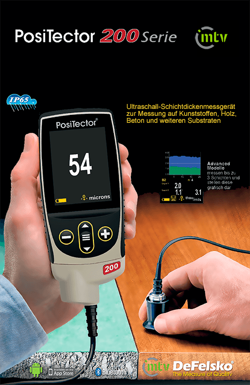 Prospekt DeFelsko PosiTector 200- Schichtdickenmessgerät für nicht-metallische Substrate