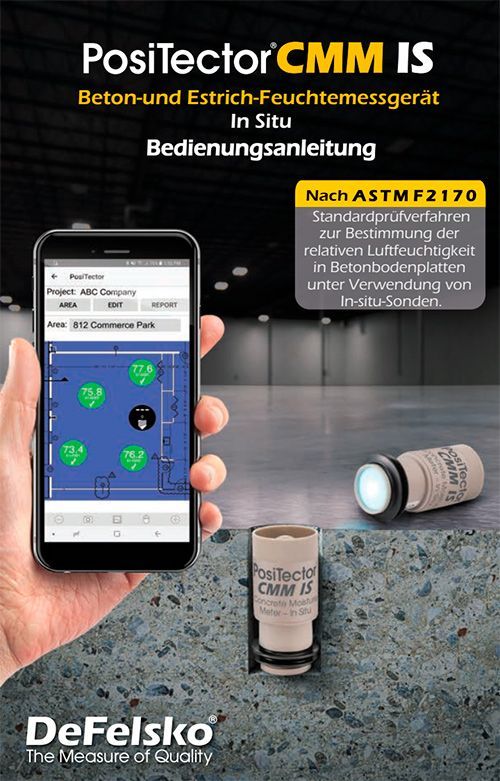 DeFelsko PosiTector CMM-IS - Betonfeuchte-Messgerät In Situ. Messung der relativen Luftfeuchtigkeit (RH) und Temperatur in Betonbodenplatten gemäß ASTM F2170
