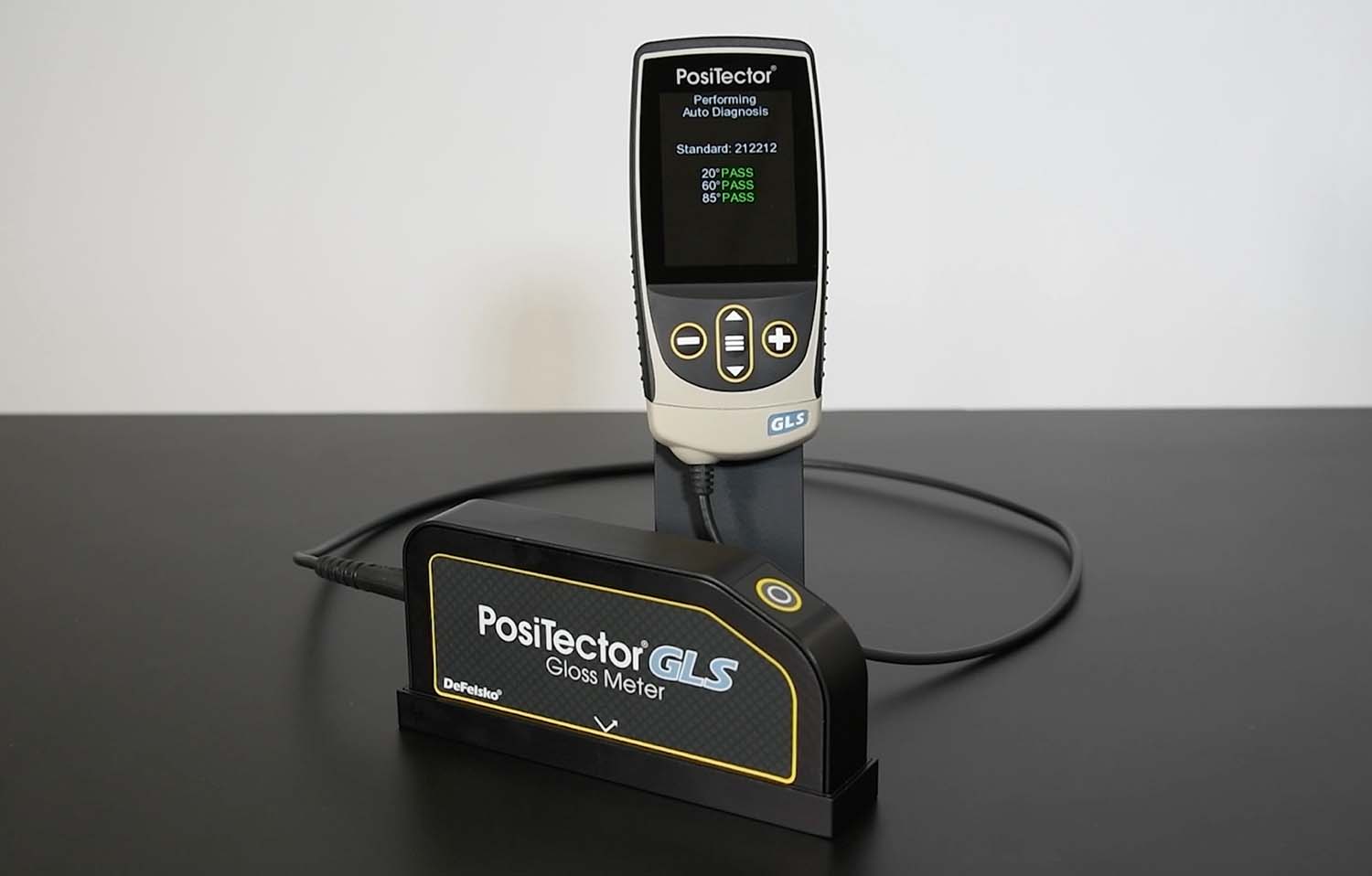 Step 2 Measure Gloss with PosiTector GLS and calibration check Step 2 Measure Gloss with PosiTector GLS and calibration check