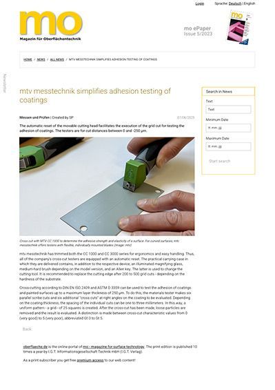 mtv messtechnik simplifies adhesion testing of coatings-with CC1000 and CC3000