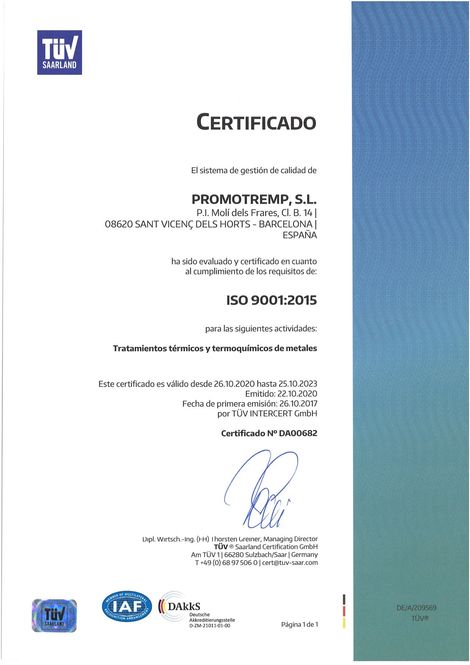 Promotremp ISO 9001:2015 (Sistema de gestión de la calidad) Promotremp ISO 9001:2015 (Sistema de gestión de la calidad)