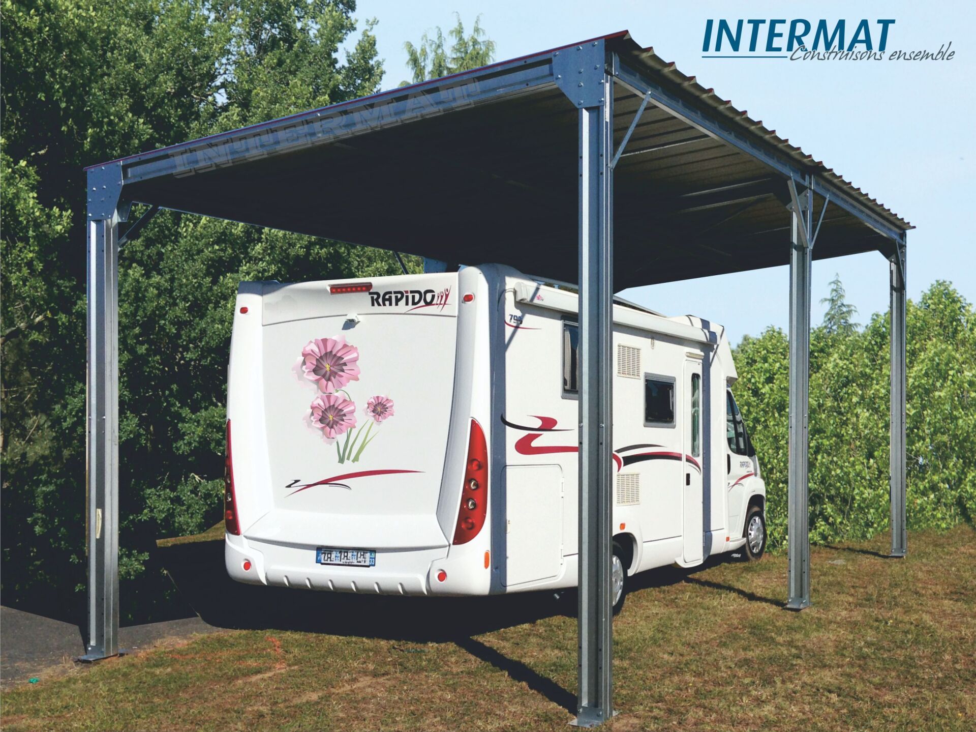 Abri camping car simple pente