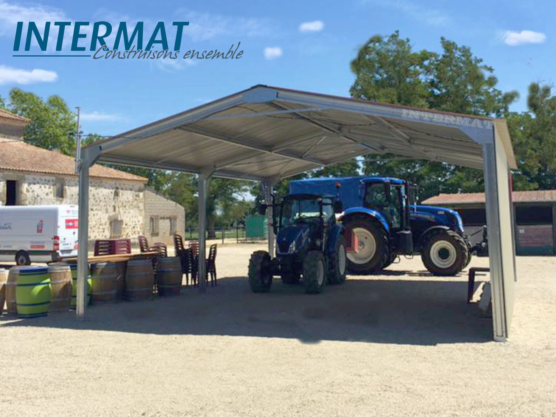 abri tracteur double pente