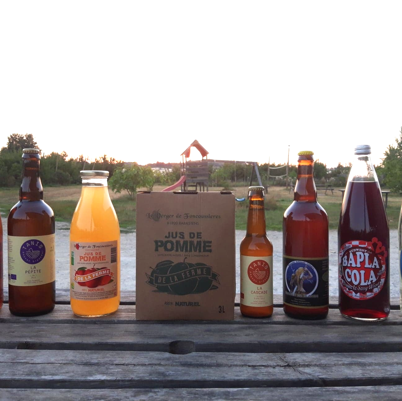 Bieres vins petillants jus de pommes locaux Verger de Foncoussières