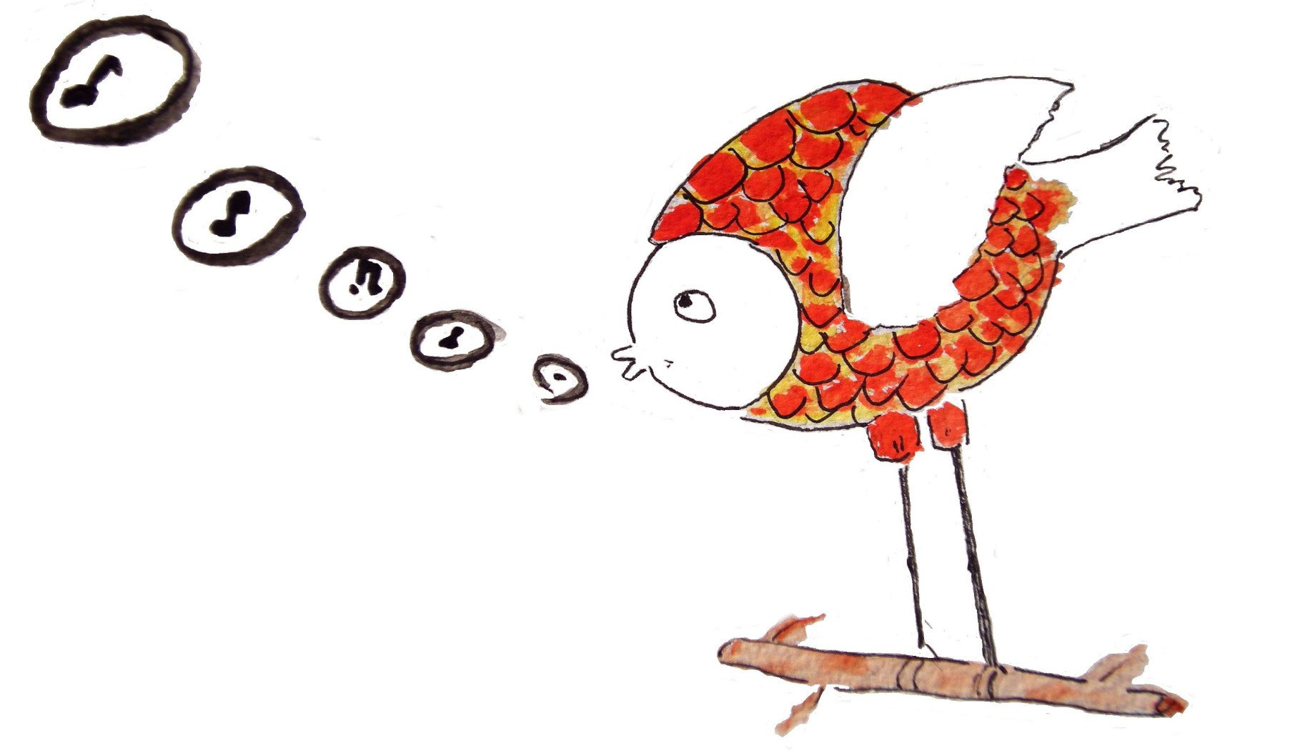 Le poisseau sur la branche, Aquarelle Ann Ponchèle Le poisseau sur la branche, Aquarelle Ann Ponchèle