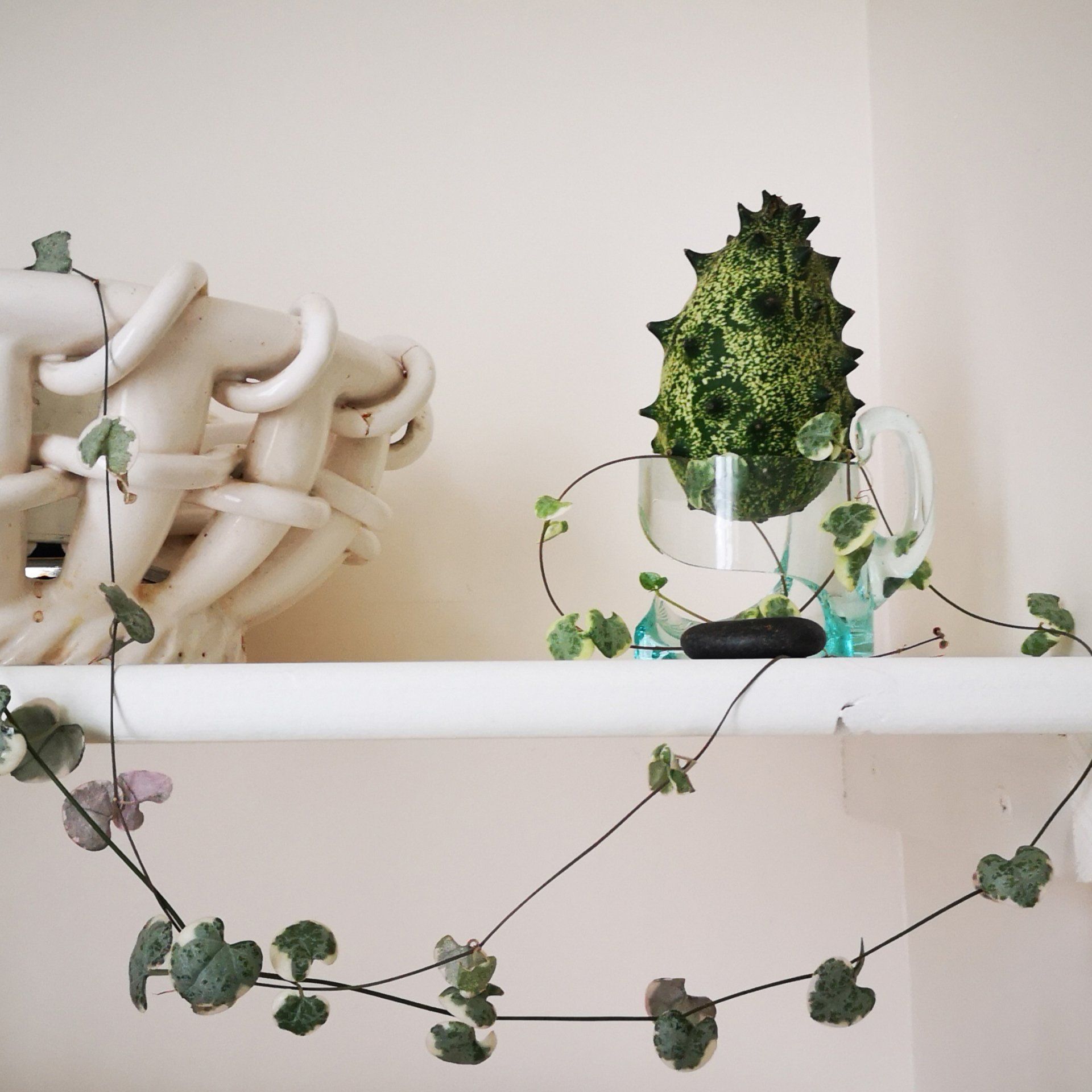 Vase brisé au Kiwano, Installation Ann Ponchèle Vase brisé au Kiwano, Installation Ann Ponchèle