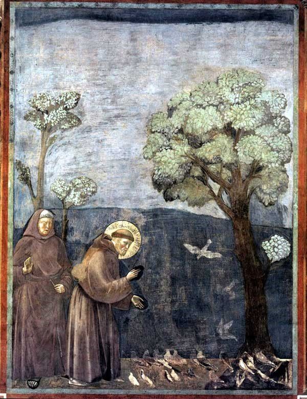 GIOTTO, Légende de St François, le sermon aux oiseaux  1297-1299