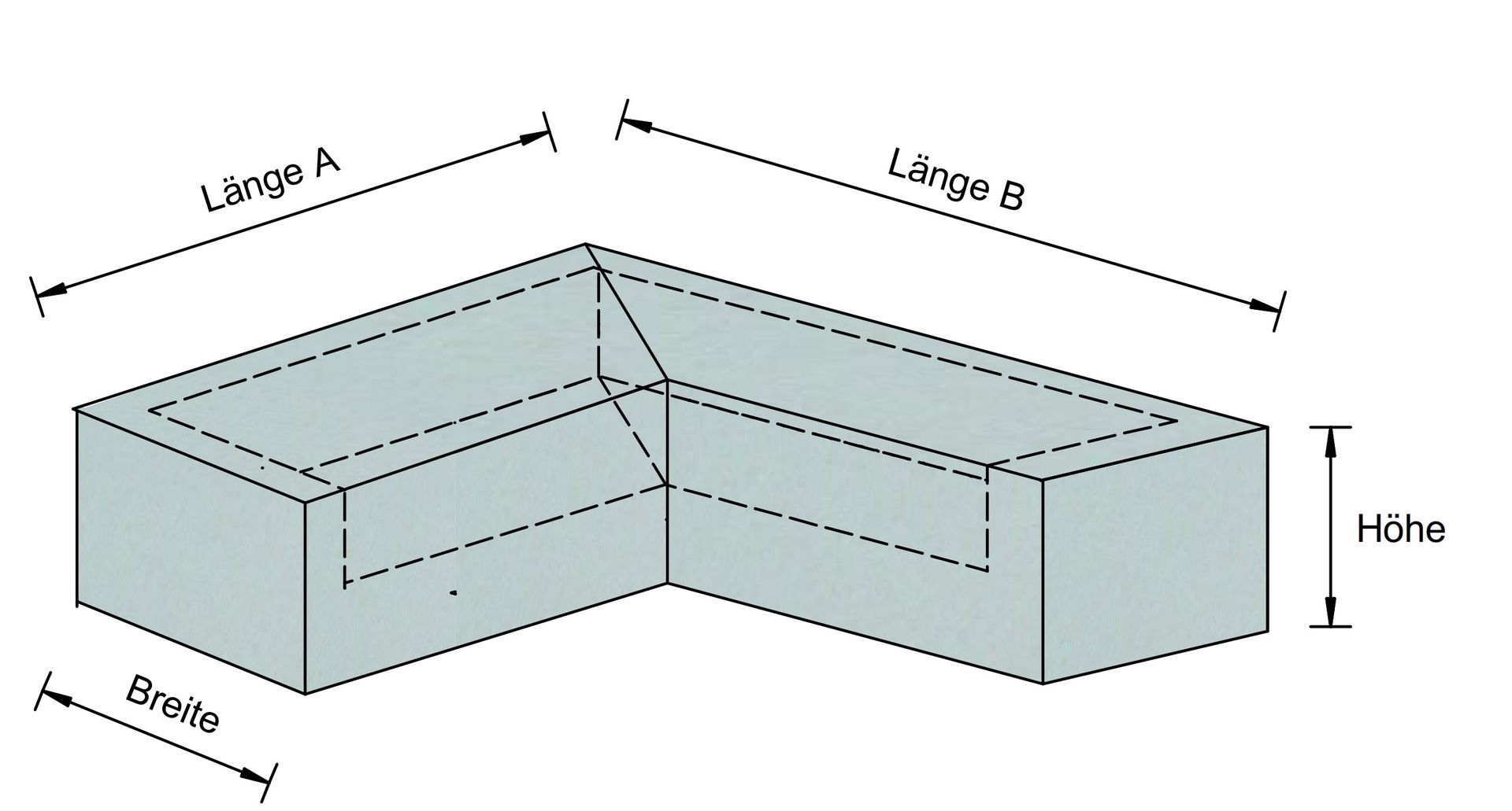 Abdeckhaube L-Form nach Maß