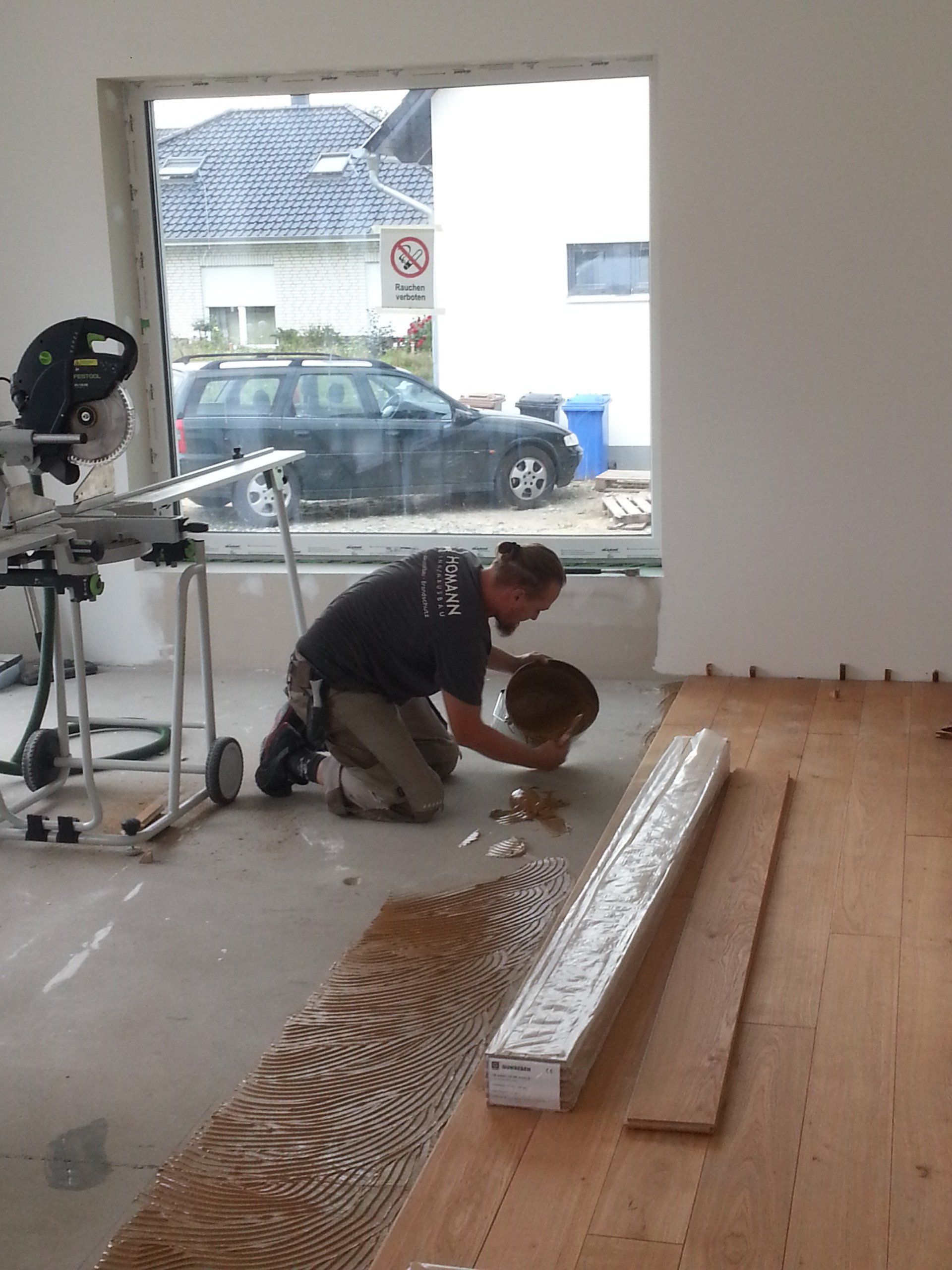 Verlegung von Eichen Dielenboden in einer Arztpraxis in Münster