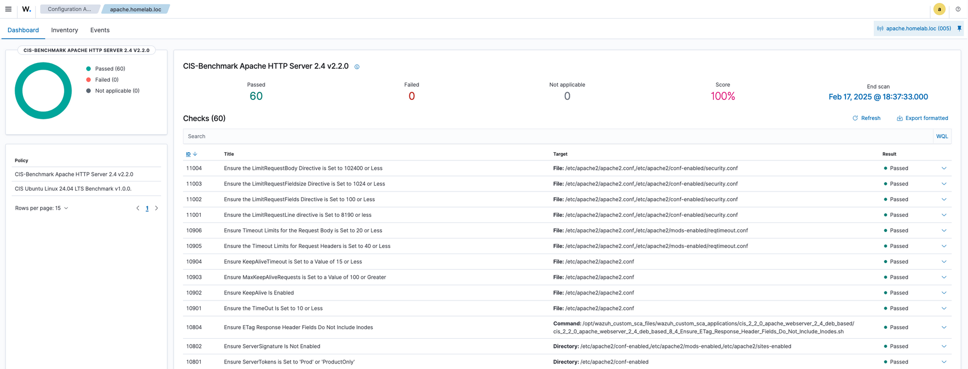 Wazuh SCA Apache Webserver