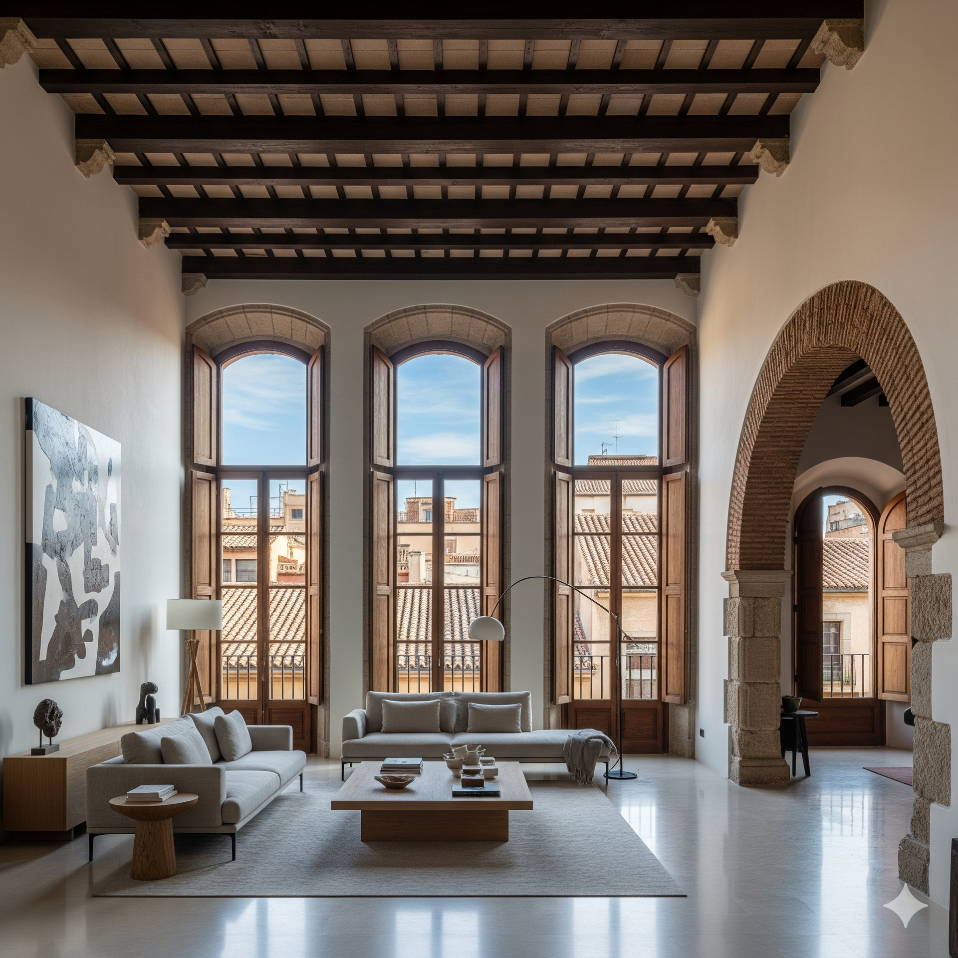 Sal贸n de lujo en una casa antigua de Terrassa, reformado integral con dise帽o moderno