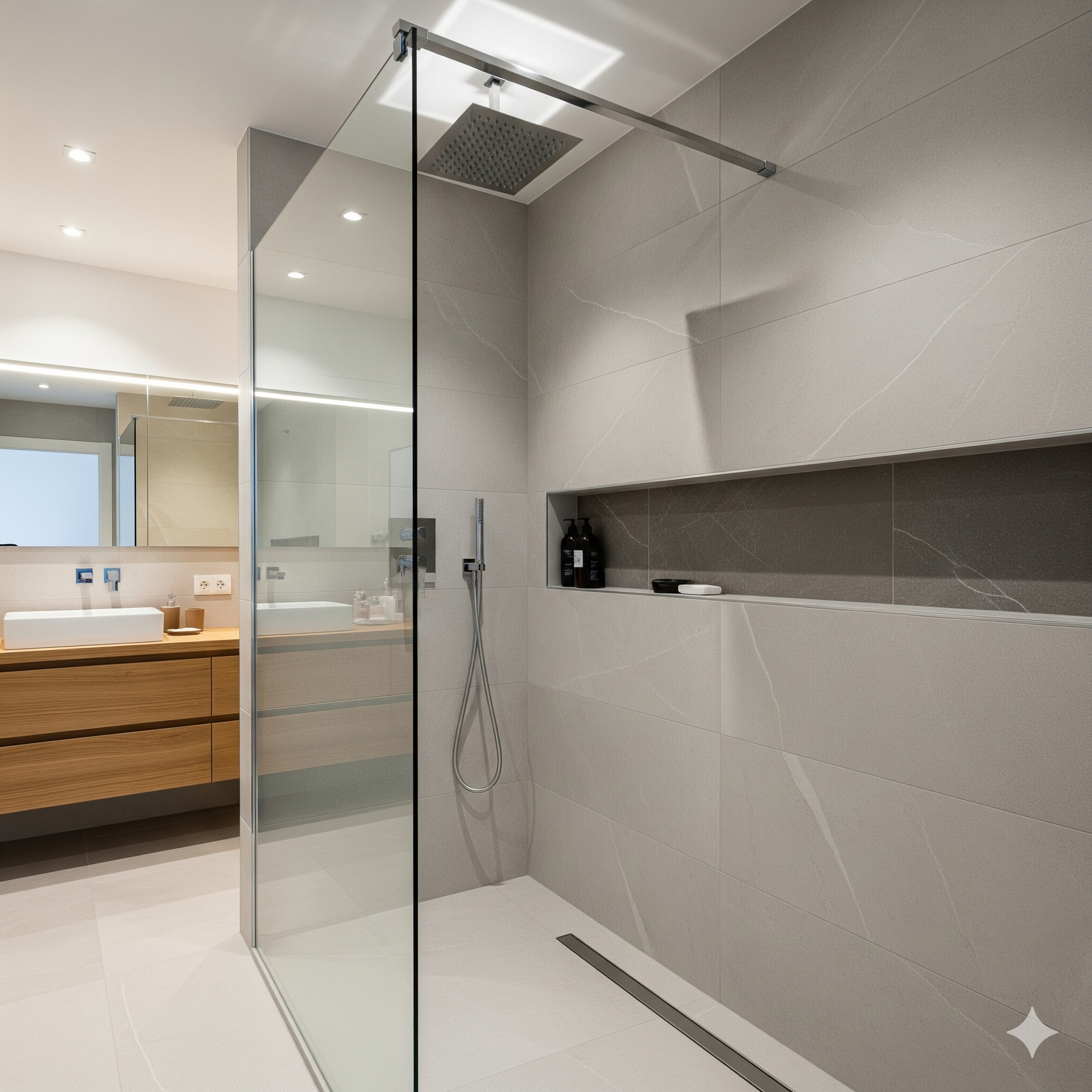 Reforma de baño en Cerdanyola del Vallès: un moderno plato de ducha sustituye a una bañera antigua, con mampara de cristal