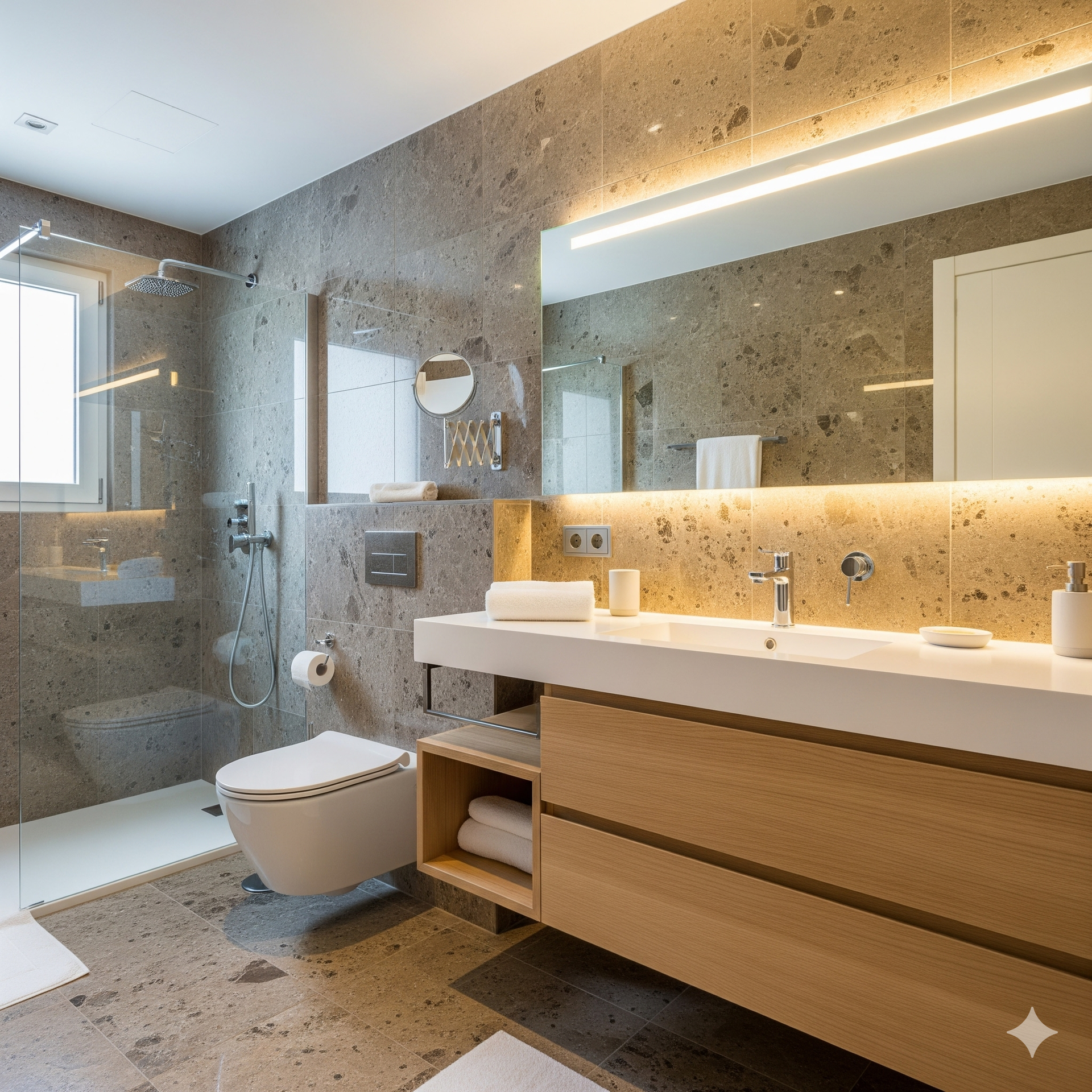 Baño de diseño moderno en Terrassa, mostrando un proyecto de reforma integral con acabados de alta calidad