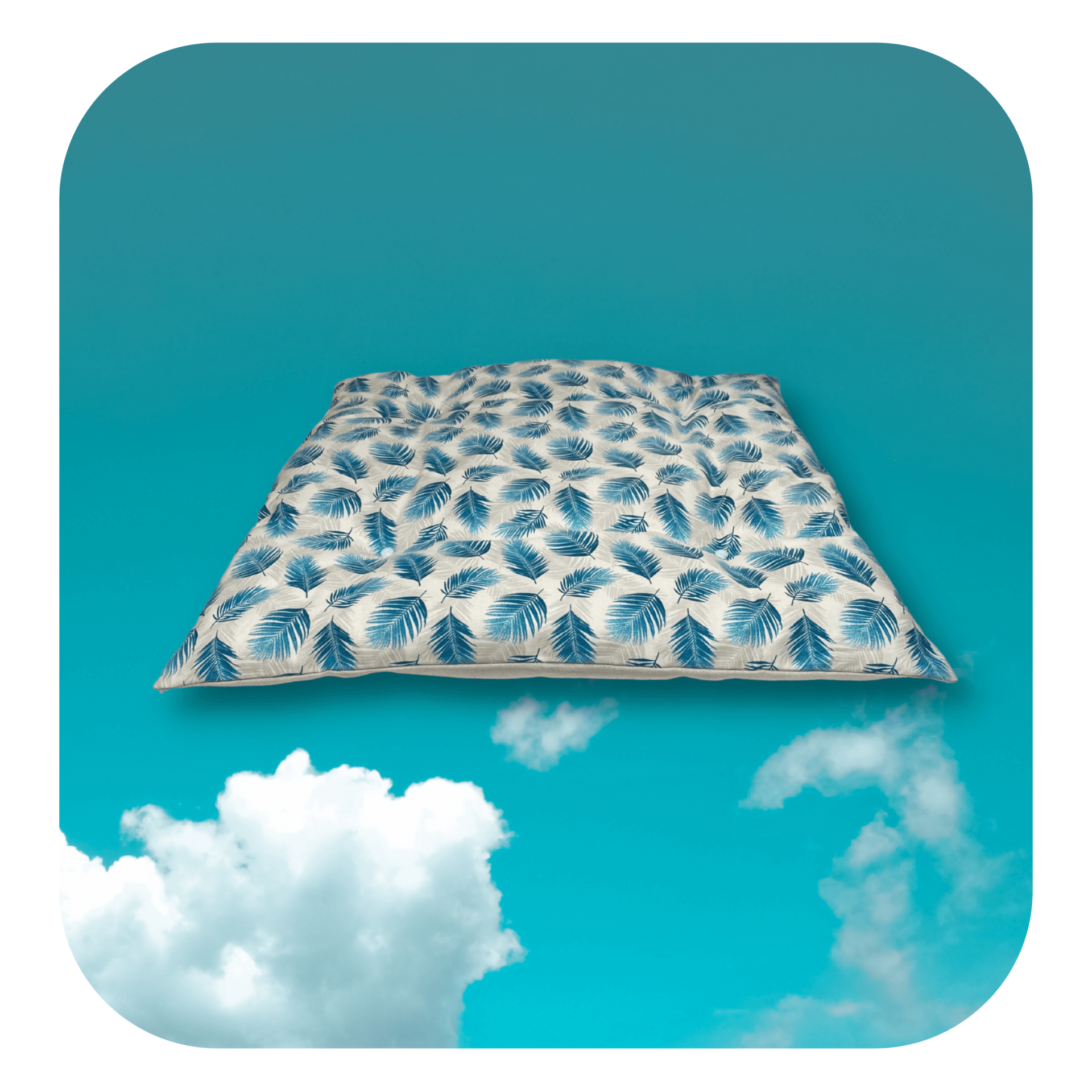 tapis de méditation zabuton bleu plumes d'ange owai nuage zabutons de méditation
