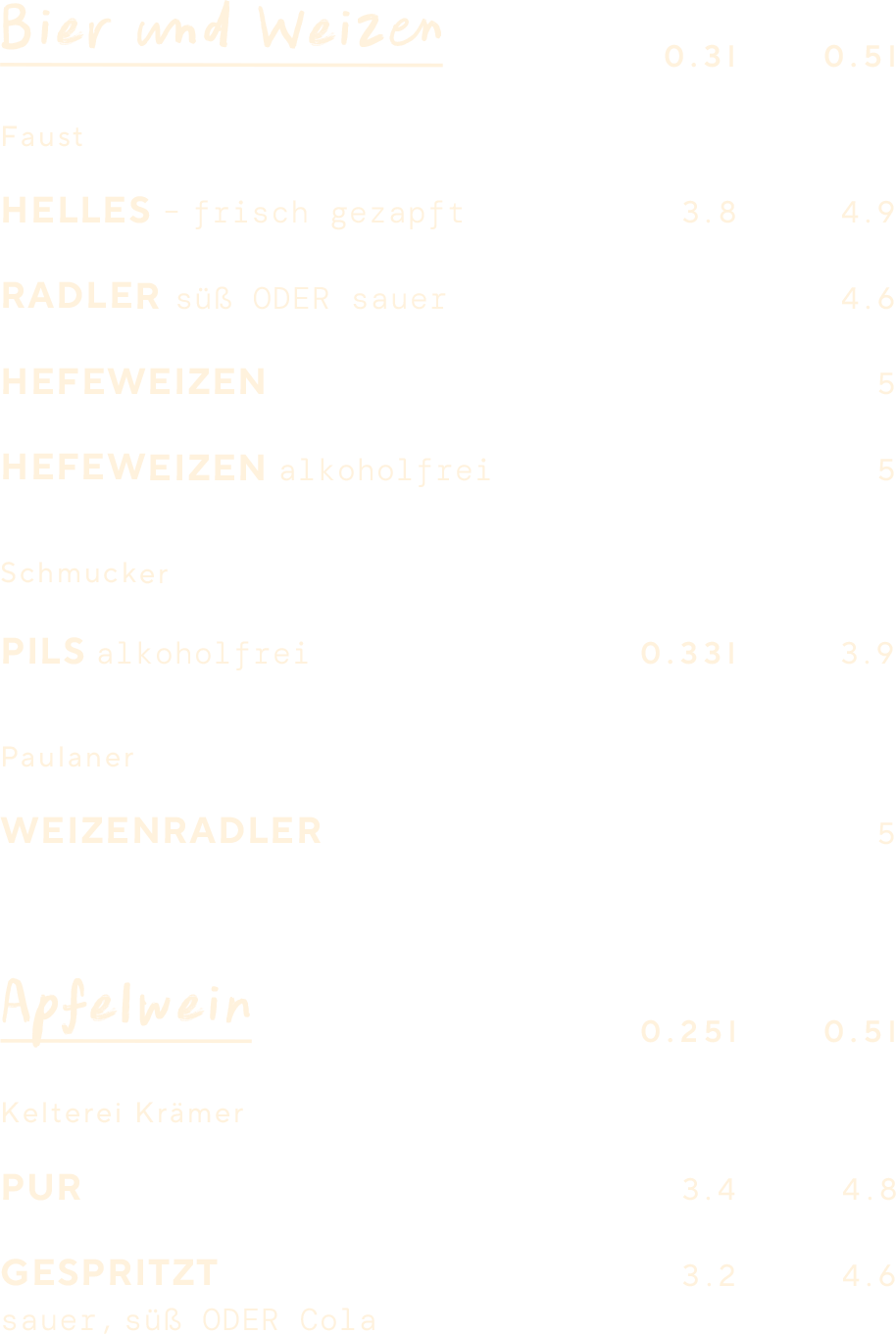 Bier und Apfelwein Auswahl bei Bonni’s Weinbar Fürth mit Hellem, Weizen und Apfelwein