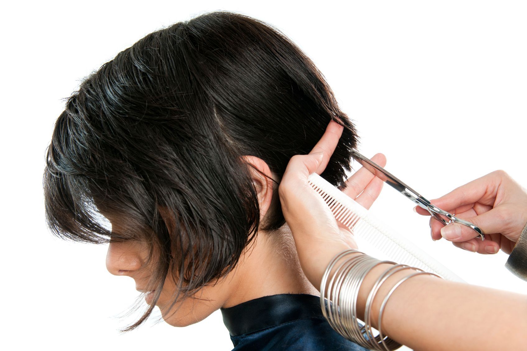 Women having hair cut and styled.