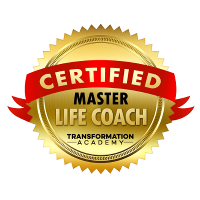 Badge Certified Master Life Coach délivré par Transformation Academy (Life Purpose, Goal Success, Happiness)