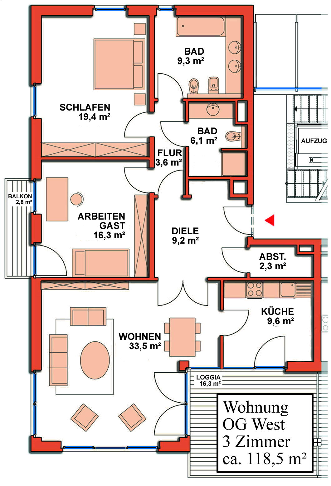 Grundriss Mietwohnung Service Residenz
